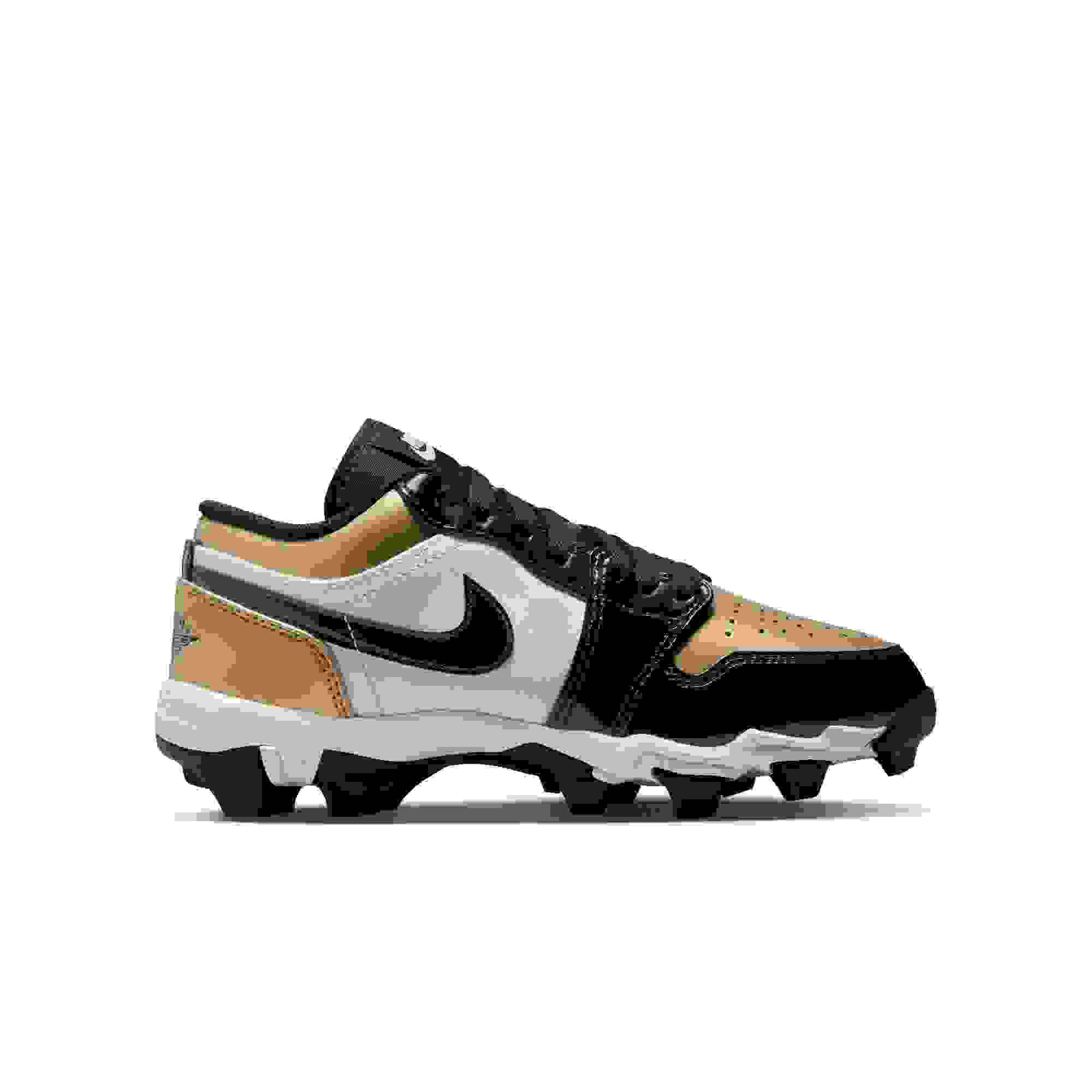 Jordan 1 Low Grade School Boys' "Metallic Gold/White" Football Cleat